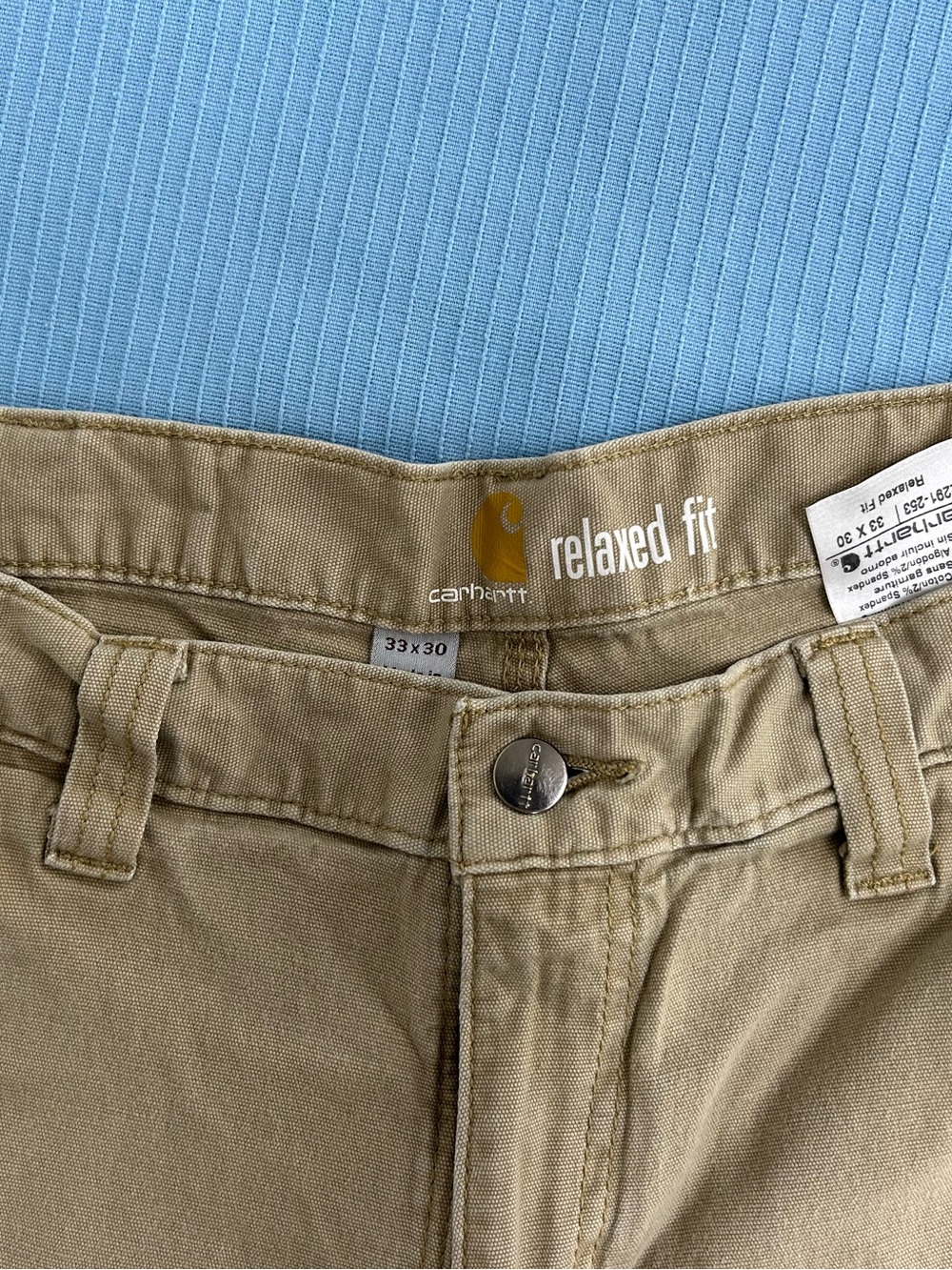 Carhartt Men's Khaki Work Pants - Relaxed Fit - Picture 5 of 9